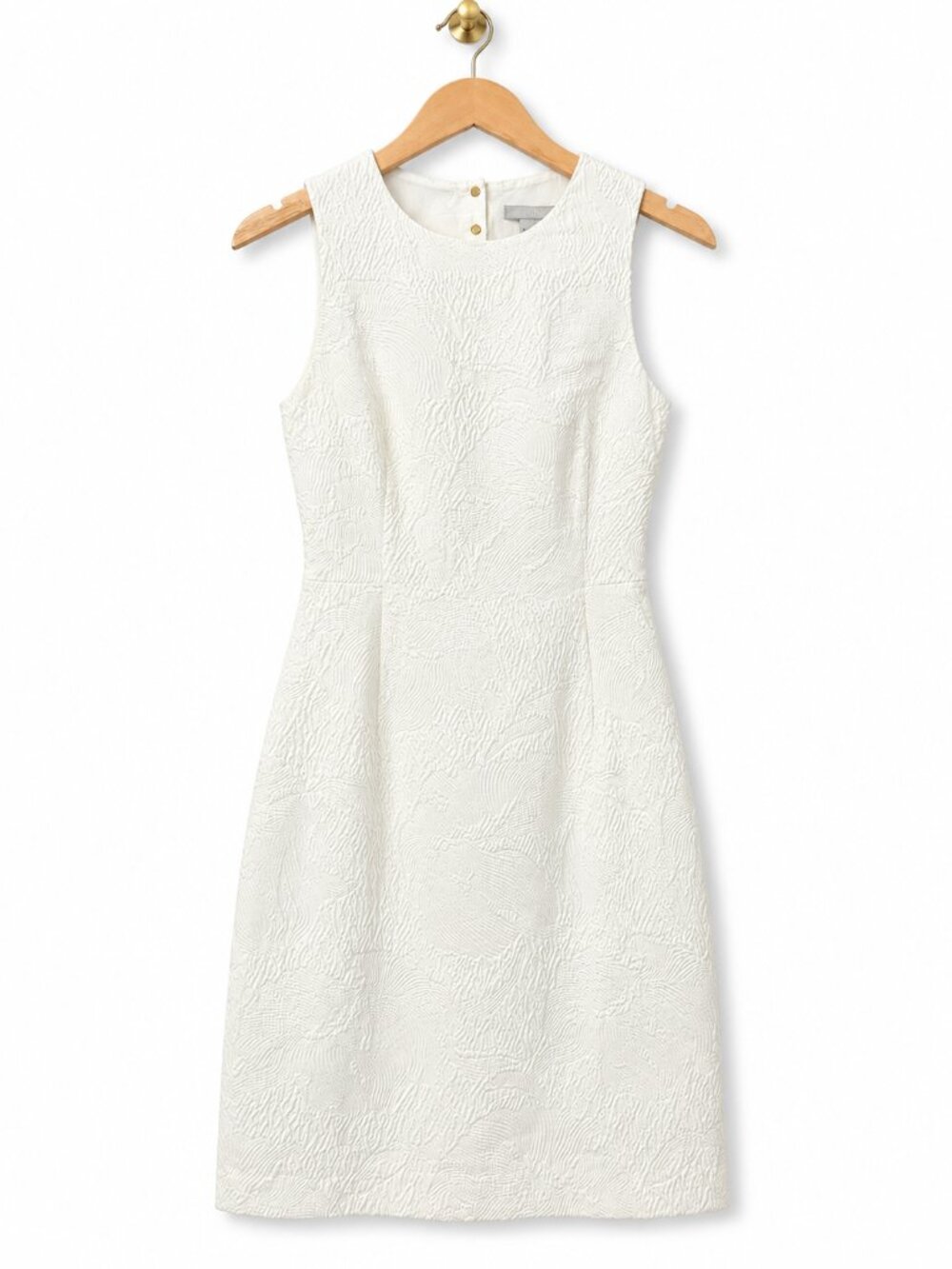 H&M White Textured Floral Dress Size 6 Open Back Bridal Sleeveless Fitted